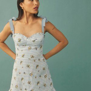 Reformation Desiree Linen Mini Dress in Al Fresco